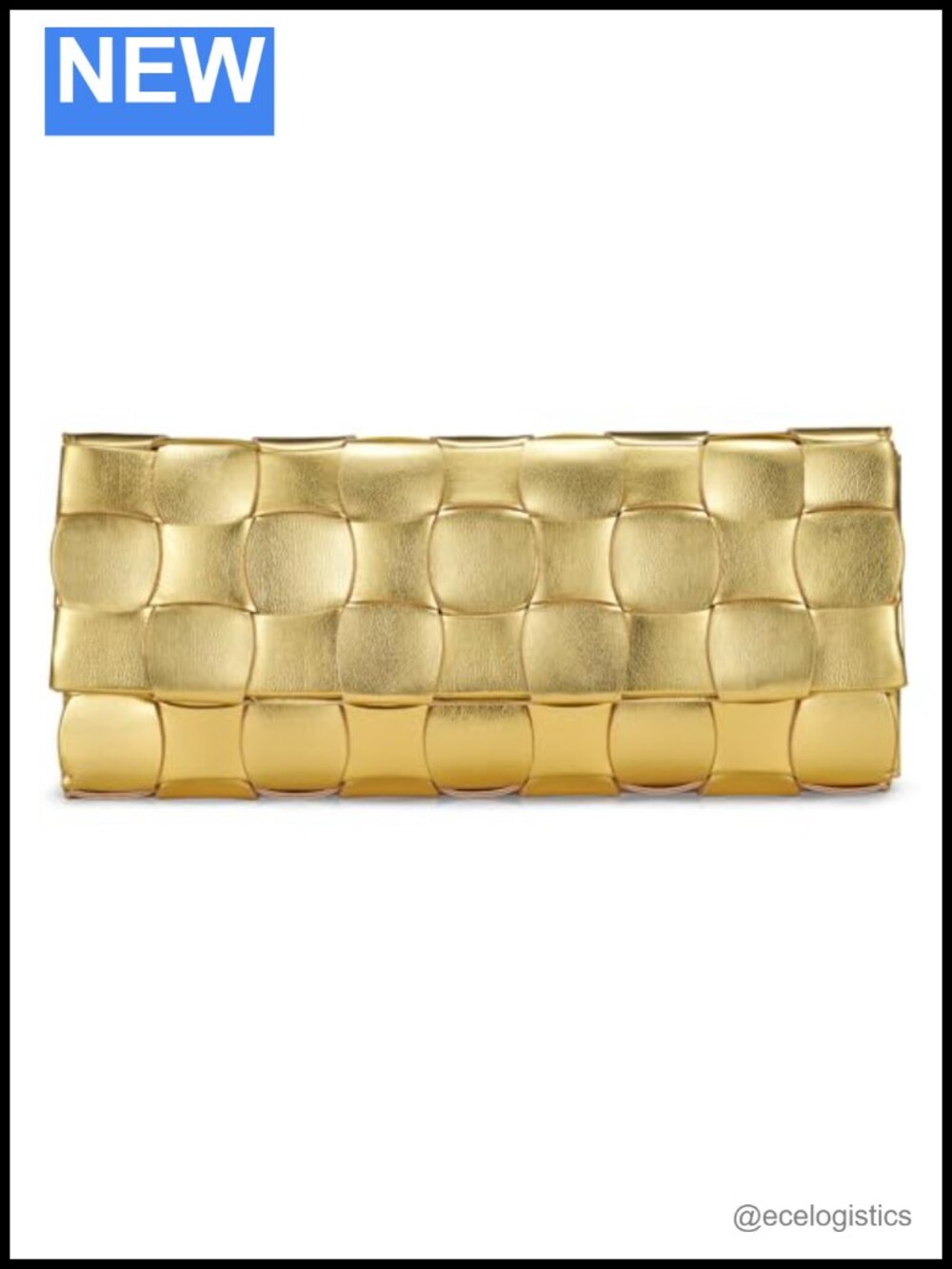 Woven Gold Clutch Purse with Detachable Chain Strap, Vegan